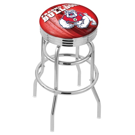 Holland Bar Stool Co 25" Chrome 2-Ring Fresno State Swivel Bar Stool, Accent Ring L7C3C25FresSt-D2